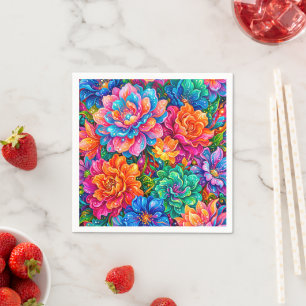 Levendige Bloemen Droomlandschap – Psychedelische Servet