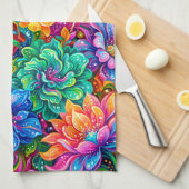 Levendige Bloemen Droomlandschap – Psychedelische Theedoek (Quarter Fold)