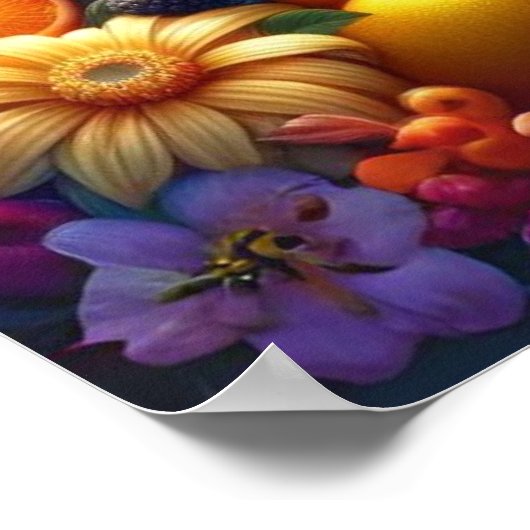 Levendige bloemen- en fruitsymfonie poster (Hoek)