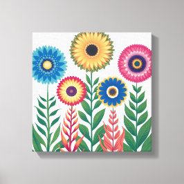 Levendige bloemen esthetiek: felgekleurde bloemen canvas afdruk