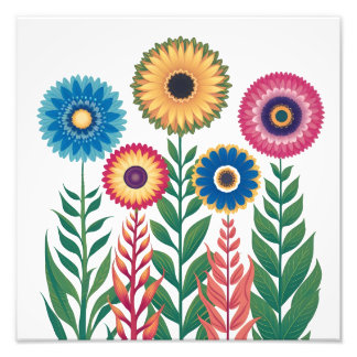 Levendige bloemen esthetiek: felgekleurde bloemen foto afdruk