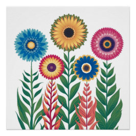 Levendige bloemen esthetiek: felgekleurde bloemen perfect poster