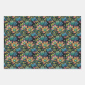 Levendige bloemen fantasie inpakpapier vel (Voorkant 3)