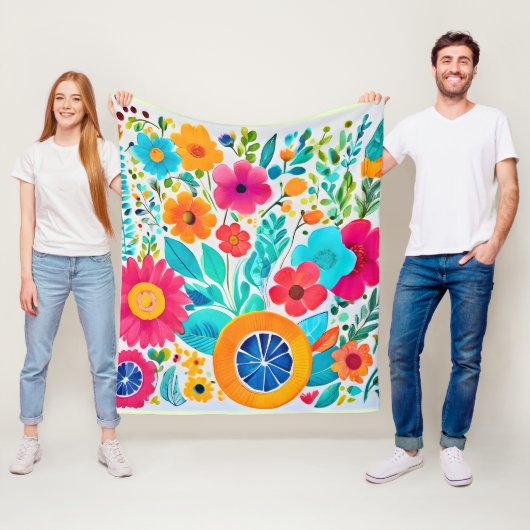 Levendige bloemen Fiesta Fleece Deken (In situ)