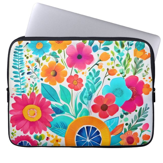 Levendige bloemen Fiesta Laptop Sleeve (Voorkant)