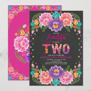 Levendige Bloemen Fiesta Senorita Meisje 2e Verjaa Kaart