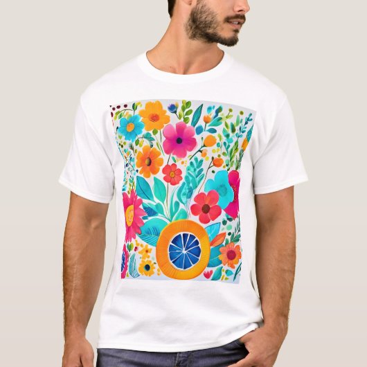 Levendige bloemen Fiesta T-shirt (Voorkant)