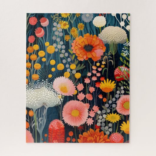 Levendige bloemen grillige Wildflower schilderij Legpuzzel (Verticaal)