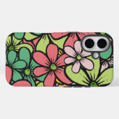 Levendige bloemen: groen, geel en rood bloempatroo Case-Mate iPhone case (Achterkant (horizontaal))