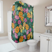 Levendige bloemen: groene achtergrond . douchegordijn (In situ)