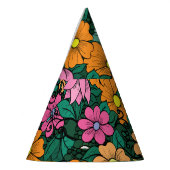 Levendige bloemen: groene achtergrond . feesthoedjes (Links)