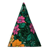 Levendige bloemen: groene achtergrond . feesthoedjes (Rechts)
