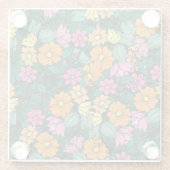 Levendige bloemen: groene achtergrond . glazen onderzetter (Achterkant)