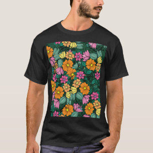 Levendige bloemen: groene achtergrond . t-shirt