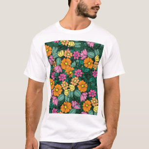 Levendige bloemen: groene achtergrond . t-shirt