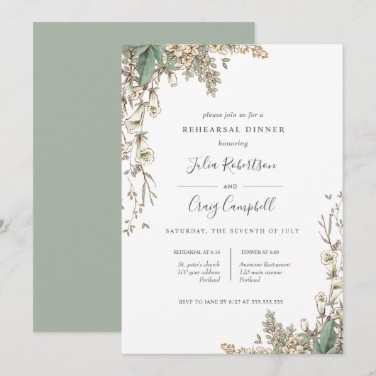 Levendige bloemen, groots, repetitief diner kaart (Voorkant / Achterkant)