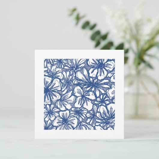 Levendige bloemen in blauw en wit Mini Art (Staand voorkant)