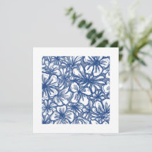 Levendige bloemen in blauw en wit Mini Art