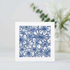 Levendige bloemen in blauw en wit Mini Art
