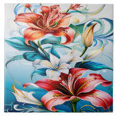 Levendige bloemen in bloei omringd door wervelinge tegeltje (Voorkant)