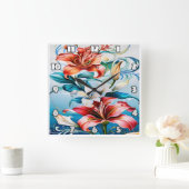 Levendige bloemen in bloei omringd door wervelinge vierkante klok (Huis)