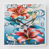 Levendige bloemen in bloei omringd door wervelinge vierkante klok (Voorkant)