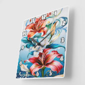 Levendige bloemen in bloei omringd door wervelinge vierkante klok (Hoek)