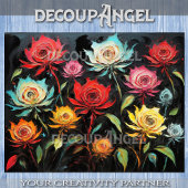 Levendige bloemen in de moderne kunst - Decoupage- Tissuepapier