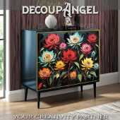 Levendige bloemen in de moderne kunst - Decoupage- Tissuepapier