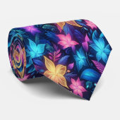 Levendige bloemen in een dromerige tuin van kleure stropdas (Opgerold)