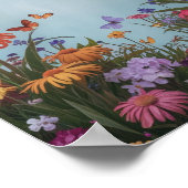 Levendige bloemen in een tuin Poster (Hoek)