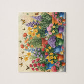Levendige bloemen in potten en vlinders legpuzzel (Verticaal)
