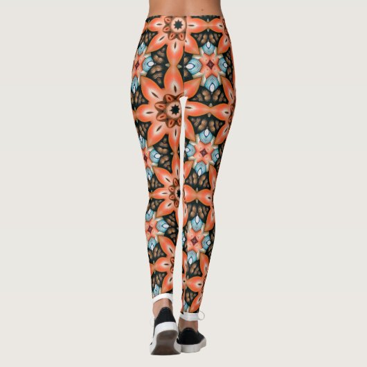Levendige Bloemen Kaleidoscoop Leggings (Achterkant)