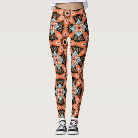 Levendige Bloemen Kaleidoscoop Leggings (Voorkant)
