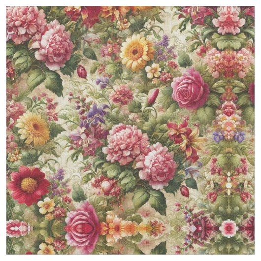 Levendige Bloemen Katoen Stof – Een Yard van Elega (Close Up)