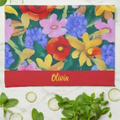 Levendige bloemen keukenhanddoeken (Gevouwen)