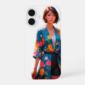 Levendige Bloemen Kimono iPhone 16 Hoesje