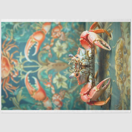 Levendige  Bloemen Koning Krab Decoupage Tissuepapier (Voorkant)