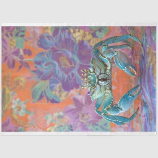 Levendige Bloemen Koning Krab Decoupage Tissuepapier (Voorkant)