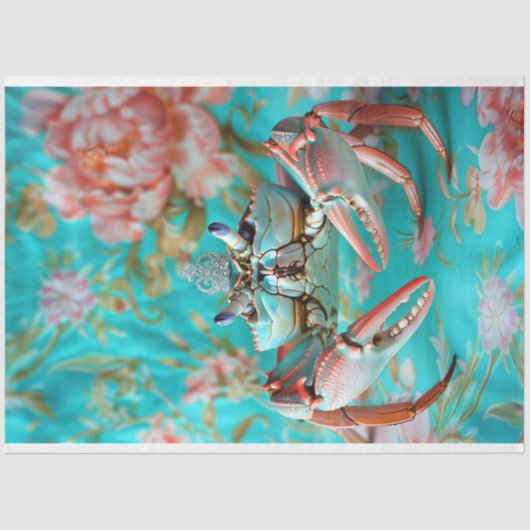 Levendige Bloemen Koning Krab Decoupage Tissuepapier (Voorkant)