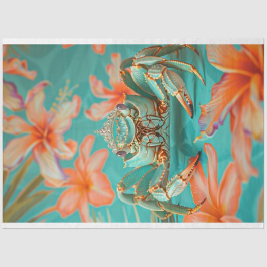 Levendige Bloemen Koning Krab Decoupage Tissuepapier (Voorkant)