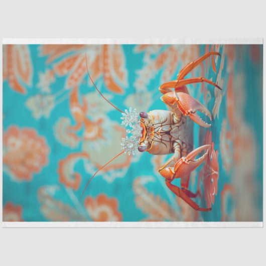 Levendige  Bloemen Koning Krab Decoupage Tissuepapier (Voorkant)