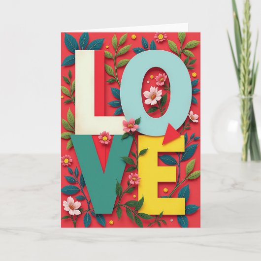 Levendige bloemen liefde kaart (Voorkant)