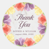 Levendige Bloemen Marmeren Dank Je Ronde Sticker (Voorkant)