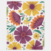 Levendige bloemen met Paarse en gele bloemen Fleece Deken (Voorkant)