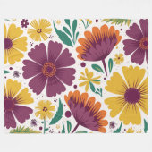 Levendige bloemen met Paarse en gele bloemen Fleece Deken (Voorkant (Horizontaal))