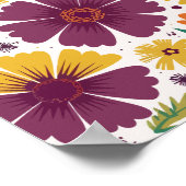 Levendige bloemen met Paarse en gele bloemen Poster (Hoek)