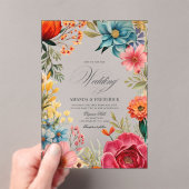 Levendige Bloemen Mexicaanse Fiesta Transparant Hu Acryl Uitnodigingen (Insitu (Draagbaar))