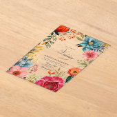 Levendige Bloemen Mexicaanse Fiesta Transparant Hu Acryl Uitnodigingen (Laagn)