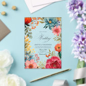 Levendige Bloemen Mexicaanse Fiesta Transparant Hu Acryl Uitnodigingen (Insitu (Huwelijk))